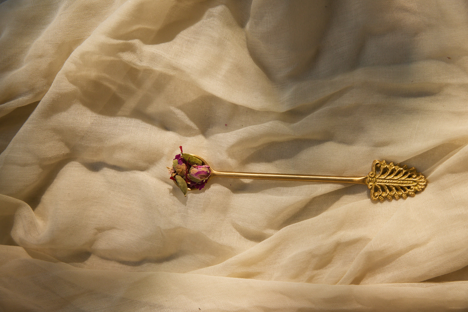 Gold spoon with Wild Wholistic logo.