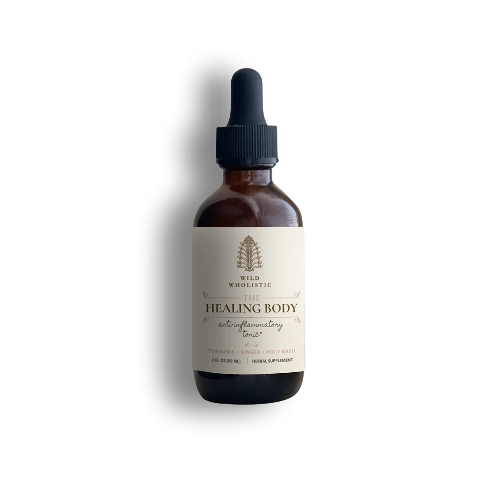 Bottle of 'The Healing Body' natural supplement 